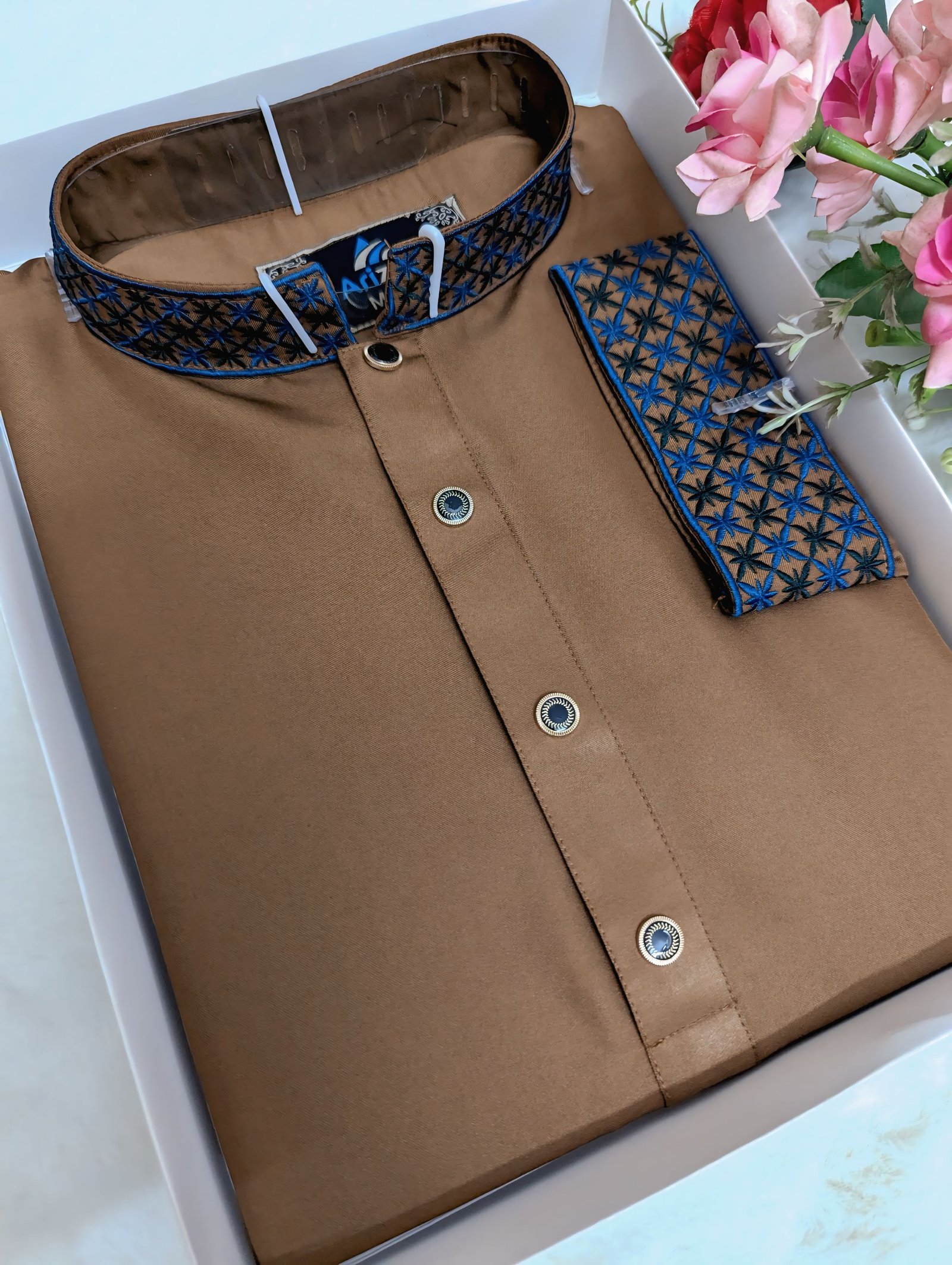 Golden Embroidery Panjabi/ Code 225