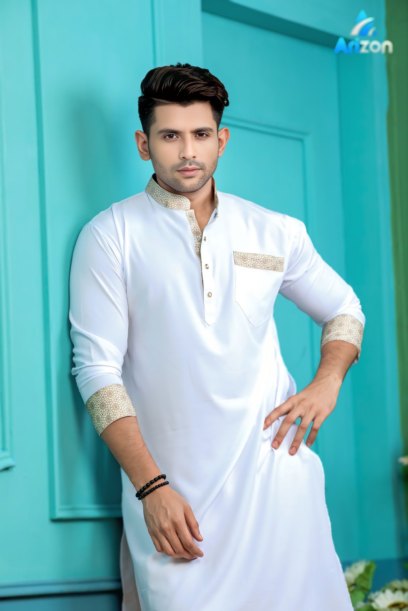 White Contrast Panjabi/ Code 301