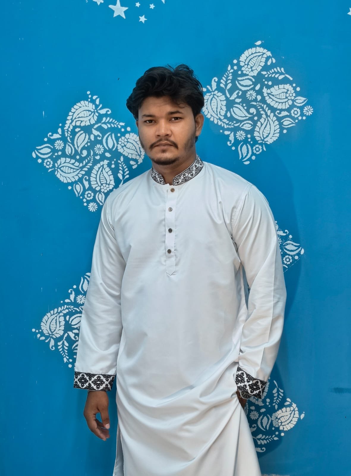White Embroidery Panjabi/ Code 400